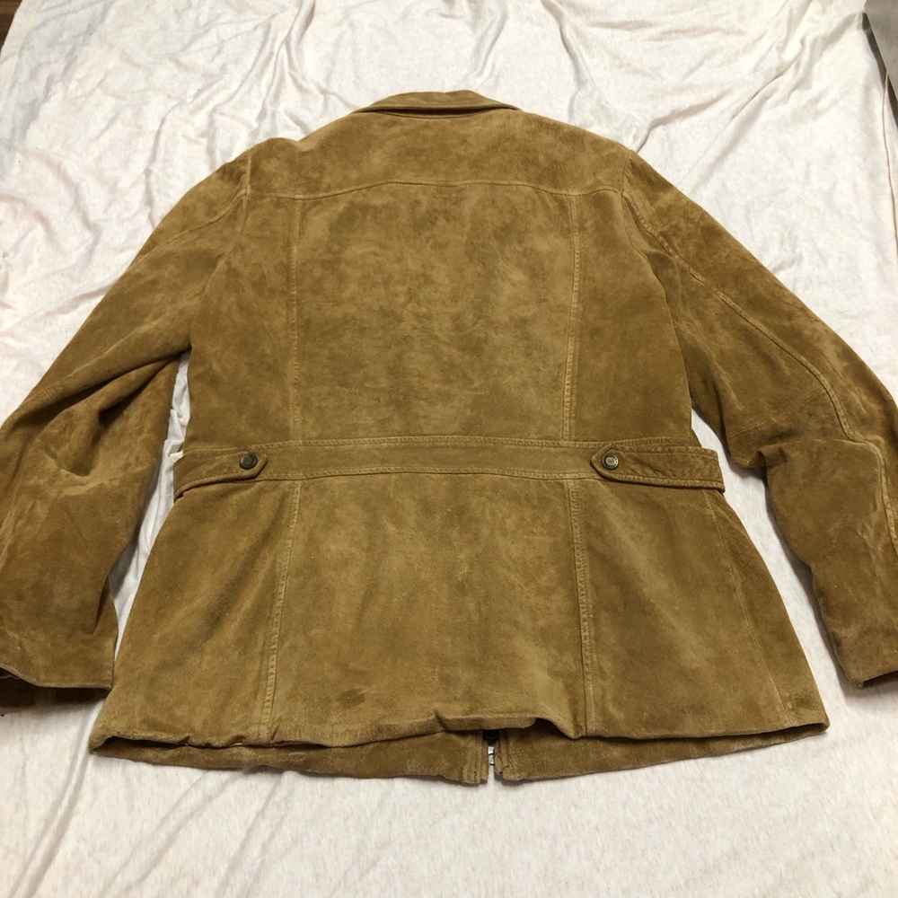 Eddie Bauer Seattle Suede Jacket with Patterned Satin Lining Leather Y2K Outdoor - Picture 13 of 15